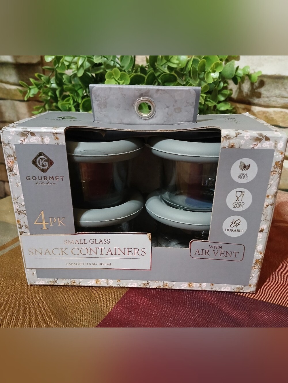 Gourmet Kitchen 4-Pack Small Glass Snack Containers (3.5 oz)